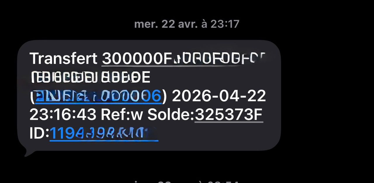 Preuve de paiement 300 000 F