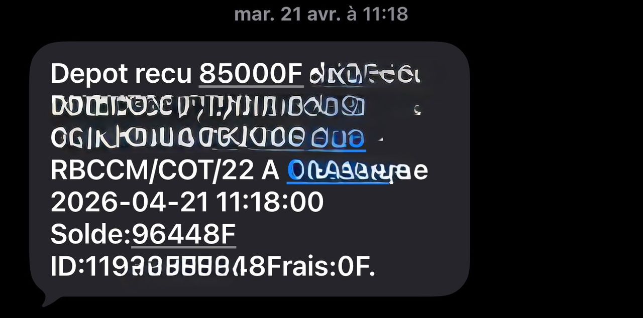 Preuve de paiement 85 000 F